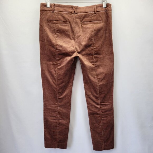 Anthropologie The Essential Slim Velvet Pants Bronze Brown Size 4 - Picture 4 of 14